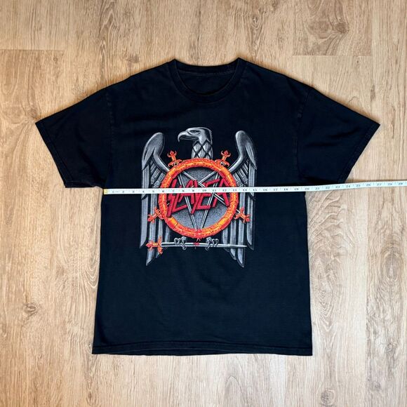 Slayer Graphic T-Shirt Eagle Emblem Black Red Gray Large Metal Band Tee - Picture 3 of 4
